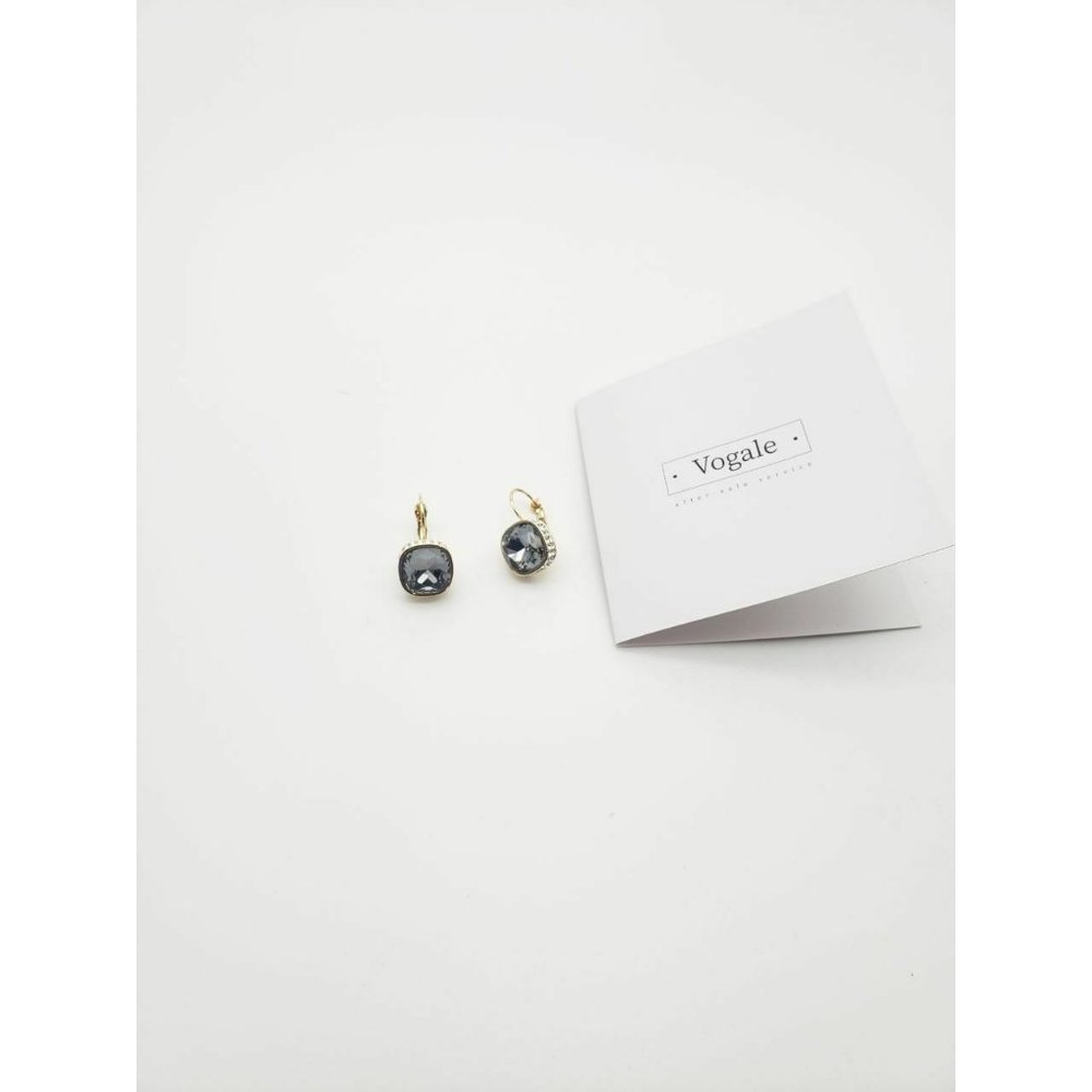 Gold Plated Cushion Cut Crystal Lever back Dangle Earrings